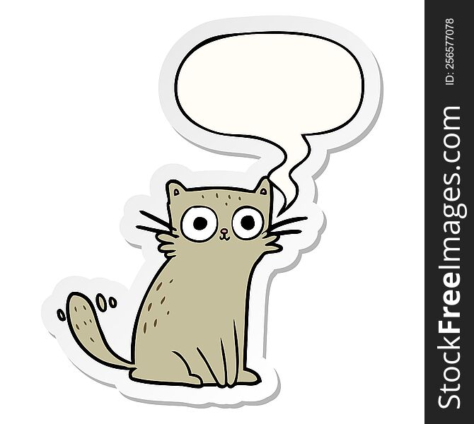 cartoon staring cat with speech bubble sticker