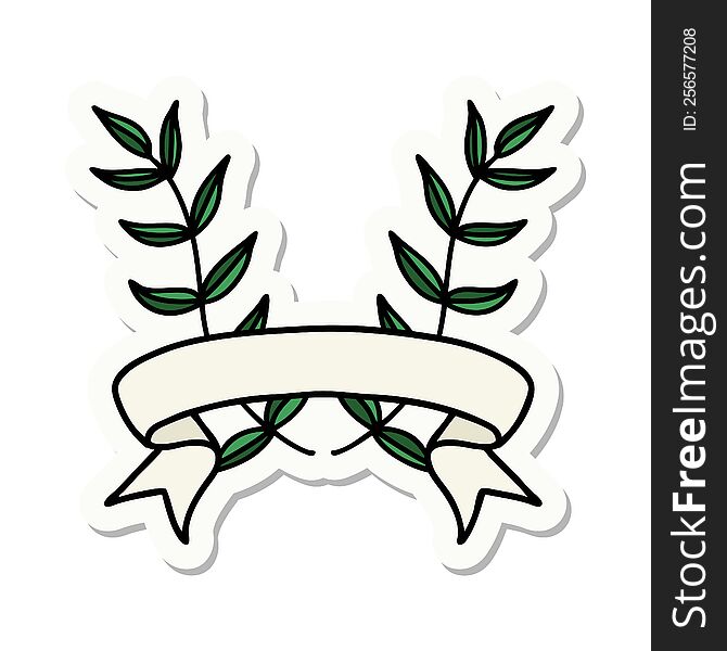 Tattoo Sticker With Banner Of Laurel