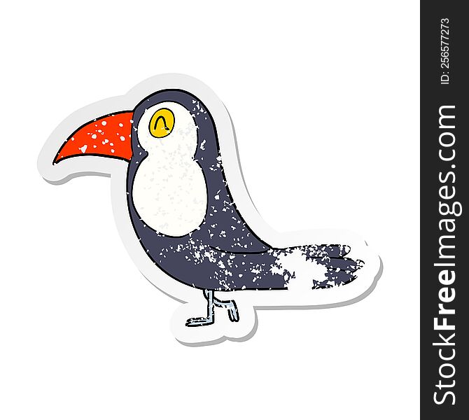 distressed sticker of a cartoon toucan