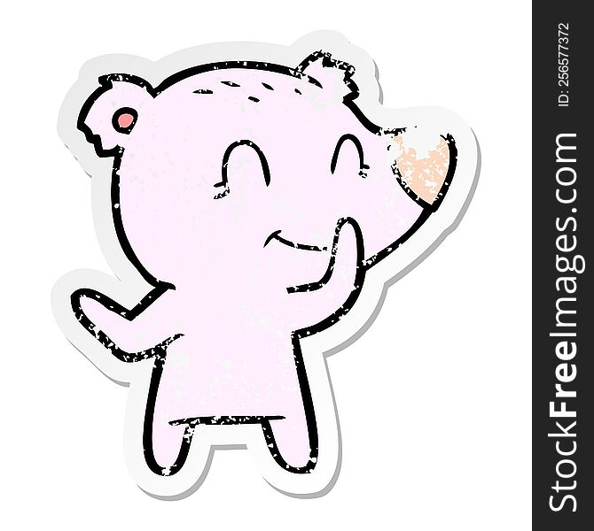 Distressed Sticker Of A Friendly Bear Cartoon