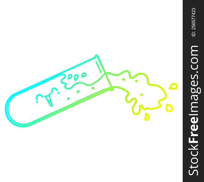 cold gradient line drawing of a cartoon test tube spilling