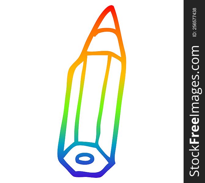 rainbow gradient line drawing of a cartoon coloring pencil