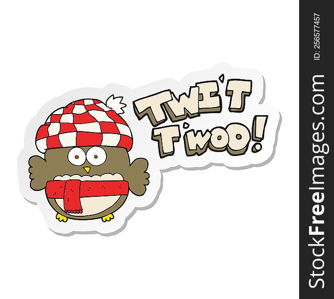 Sticker Of A Cartoon Cute Owl Singing Twit Twoo