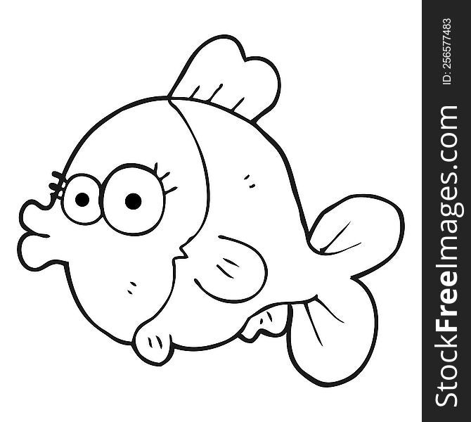 Funny Black And White Cartoon Fish With Big Pretty Eyes