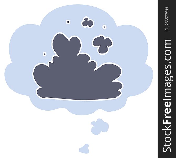Cartoon Cloud And Thought Bubble In Retro Style