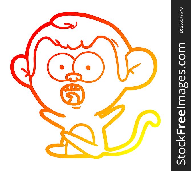 warm gradient line drawing cartoon shocked monkey