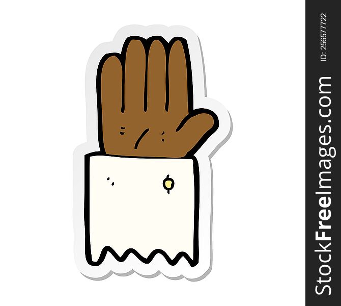 sticker of a cartoon hand symbol