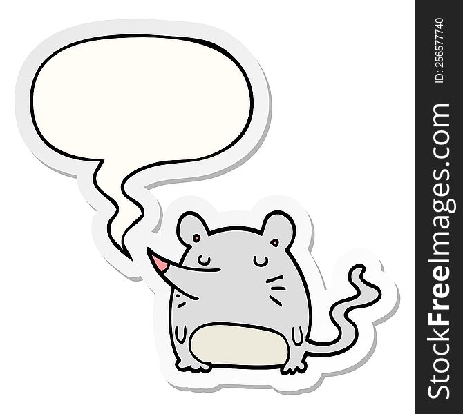 cartoon mouse with speech bubble sticker. cartoon mouse with speech bubble sticker
