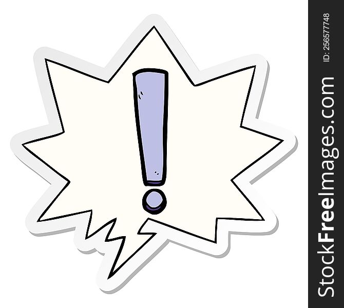 cartoon exclamation mark and speech bubble sticker