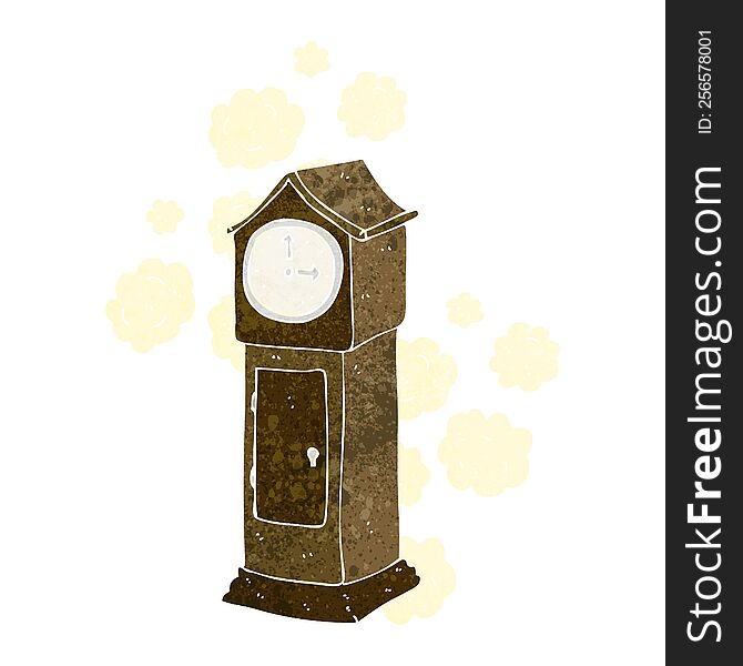 cartoon dusty old grandfather clock