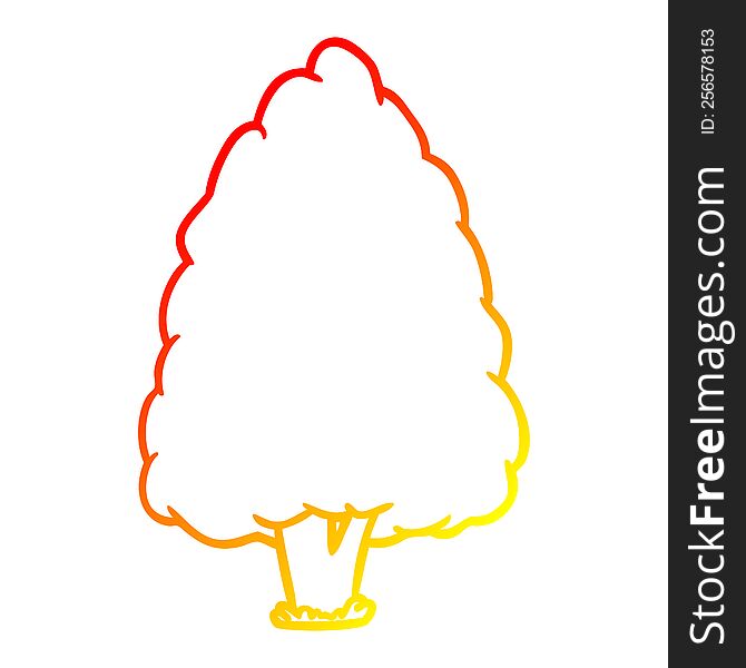 warm gradient line drawing of a tall tree