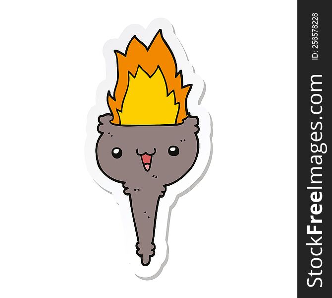 sticker of a cartoon flaming chalice