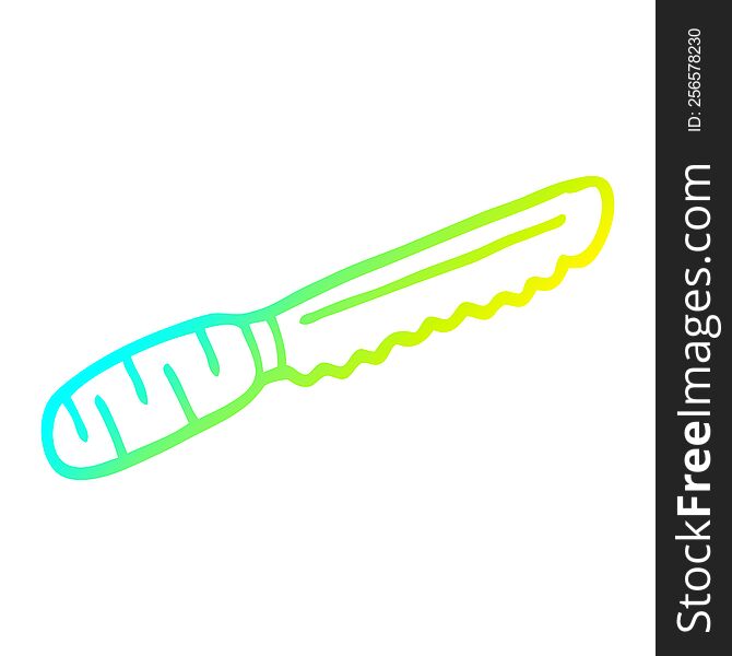 cold gradient line drawing of a cartoon bread knife