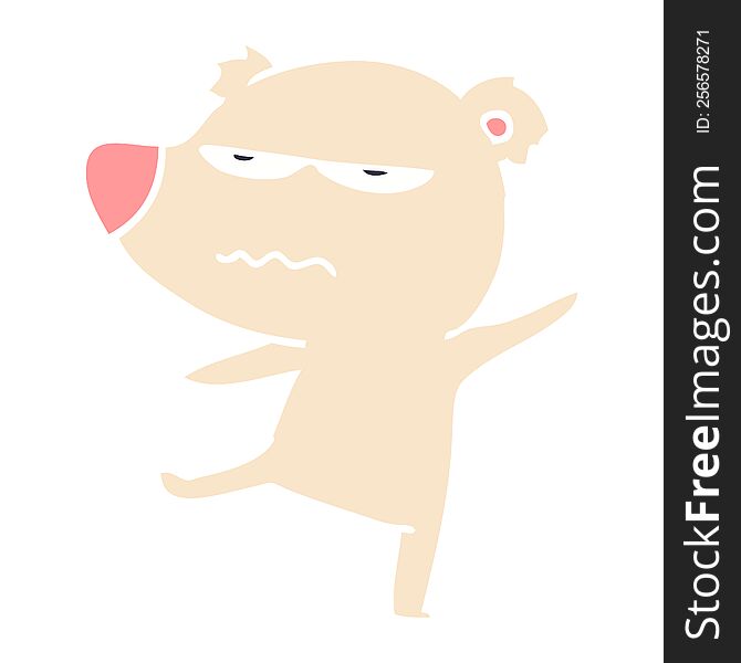 Annoyed Bear Flat Color Style Cartoon Pointing