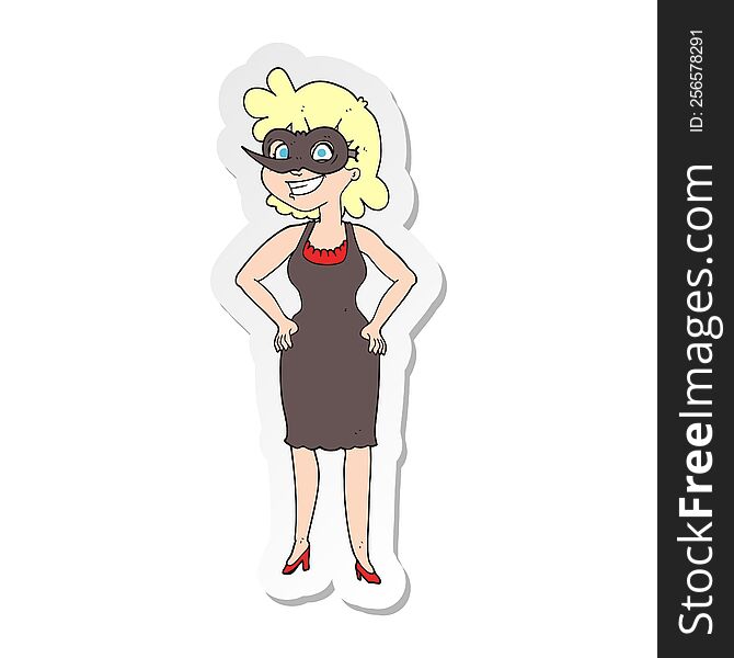 sticker of a cartoon woman wearing mask