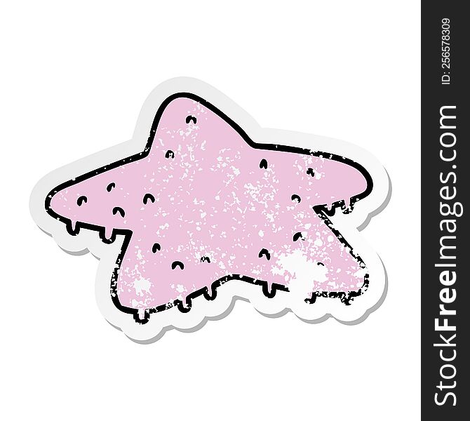 Distressed Sticker Cartoon Doodle Of A Star Fish