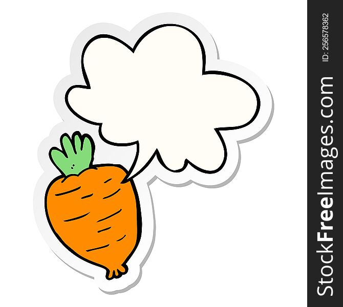cartoon root vegetable with speech bubble sticker