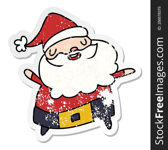 Distressed Sticker Cartoon Kawaii Of Santa Claus