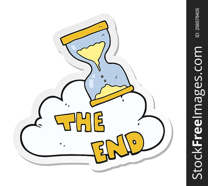 sticker of a cartoon sand timer hourglass the end symbol