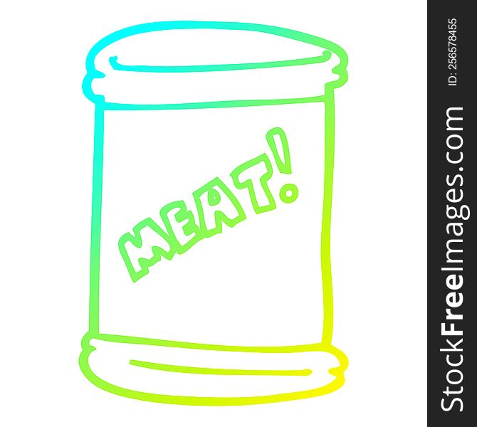 cold gradient line drawing of a cartoon can of meat