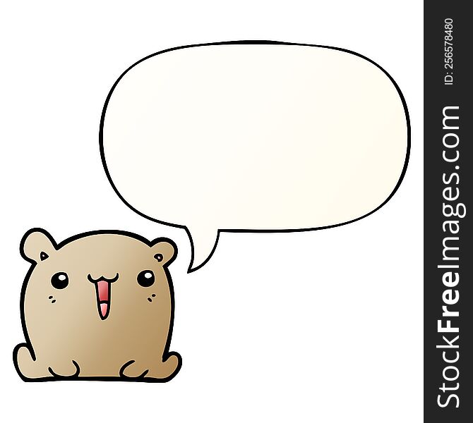 cute cartoon bear with speech bubble in smooth gradient style