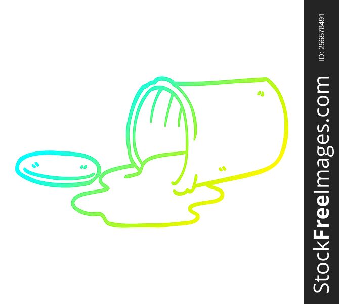 cold gradient line drawing cartoon of spilt food