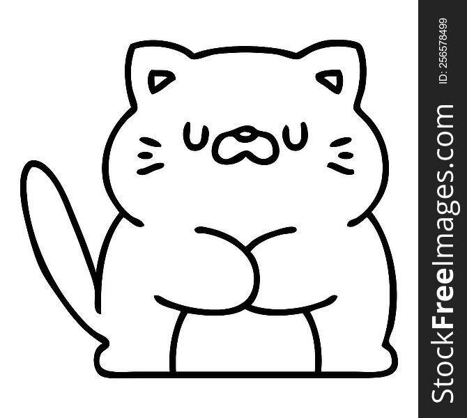 line doodle of a cute little cat