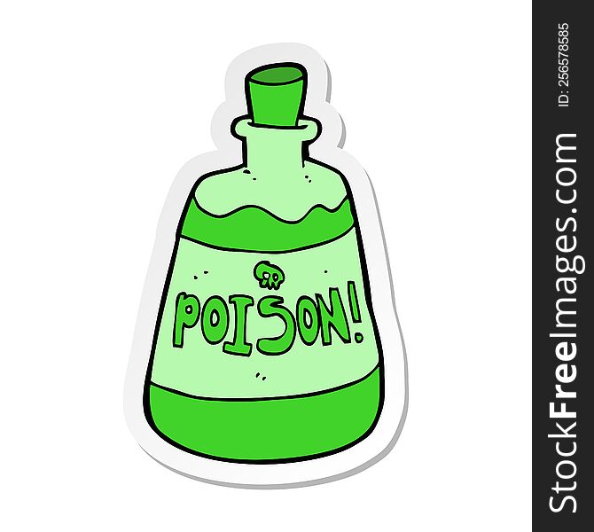 sticker of a cartoon bottle of poison