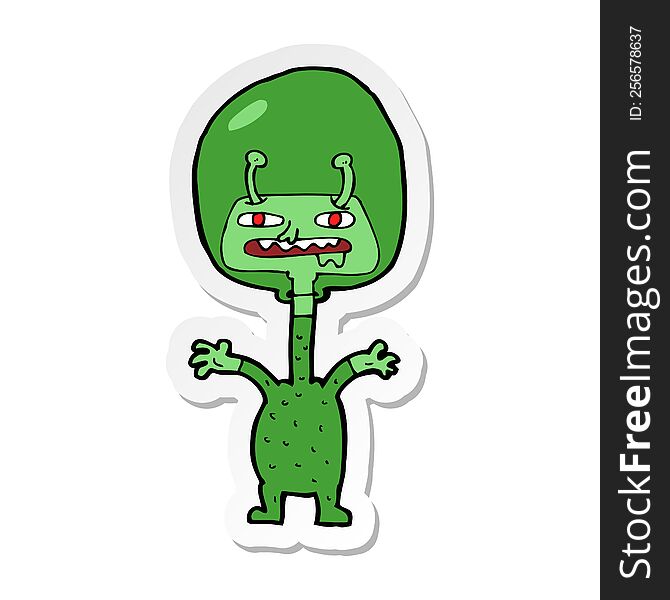 sticker of a cartoon space alien
