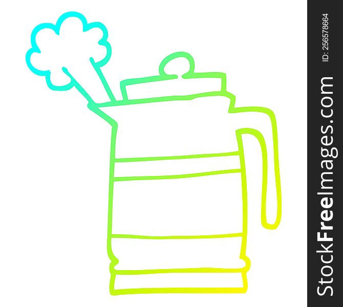 cold gradient line drawing of a cartoon kettle