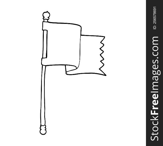 line drawing cartoon waving flag