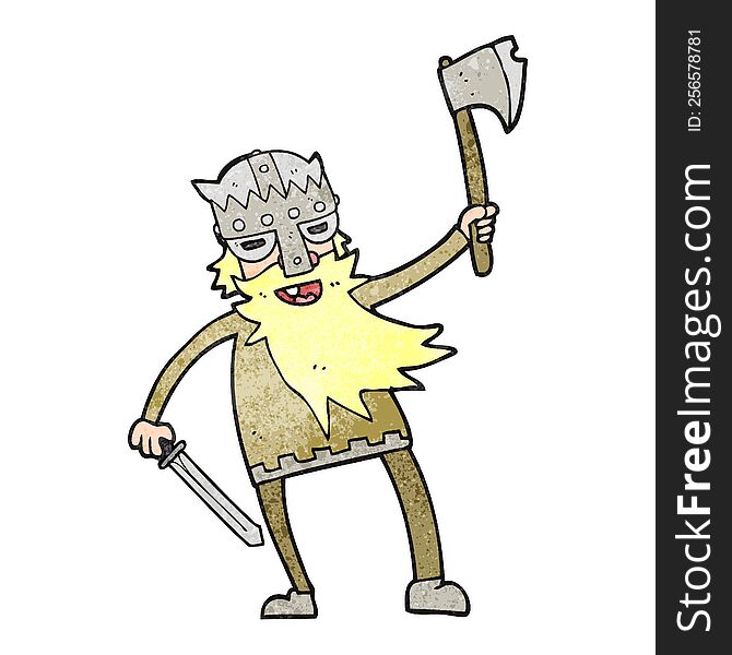 freehand textured cartoon viking warrior