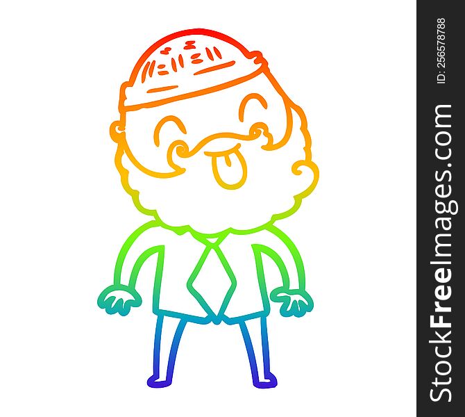 Rainbow Gradient Line Drawing Man With Beard With Hat And Shirt