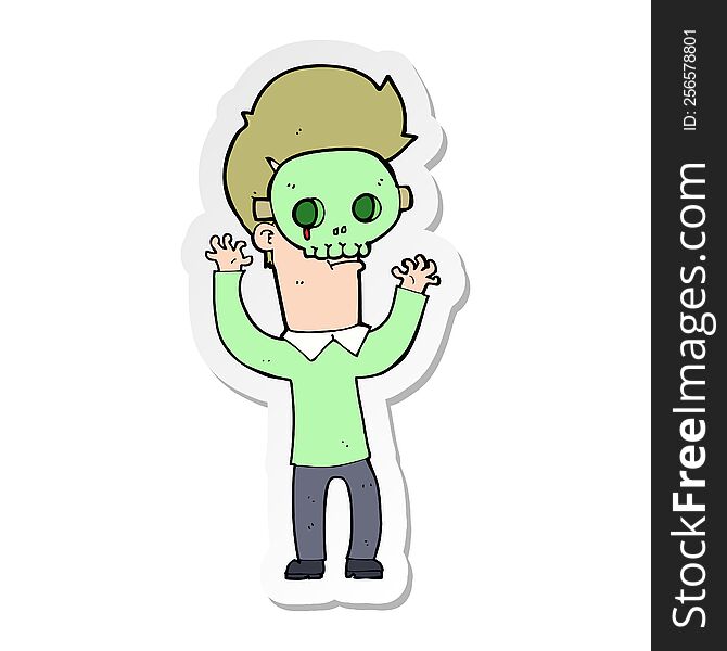 Sticker Of A Cartoon Man In Skull Mask