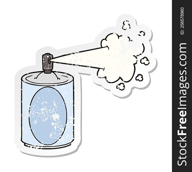 distressed sticker of a cartoon aerosol spray can