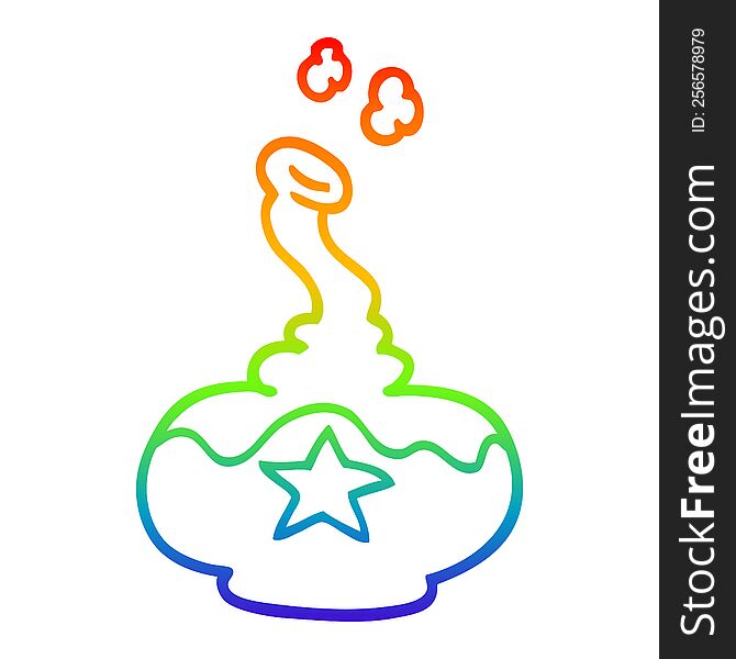 Rainbow Gradient Line Drawing Cartoon Potion