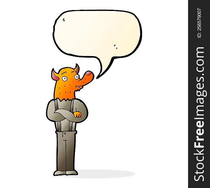 Cartoon Man With Fox Head With Speech Bubble