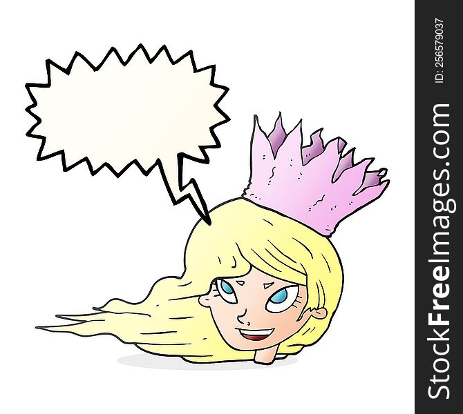 Speech Bubble Cartoon Woman With Blowing Hair