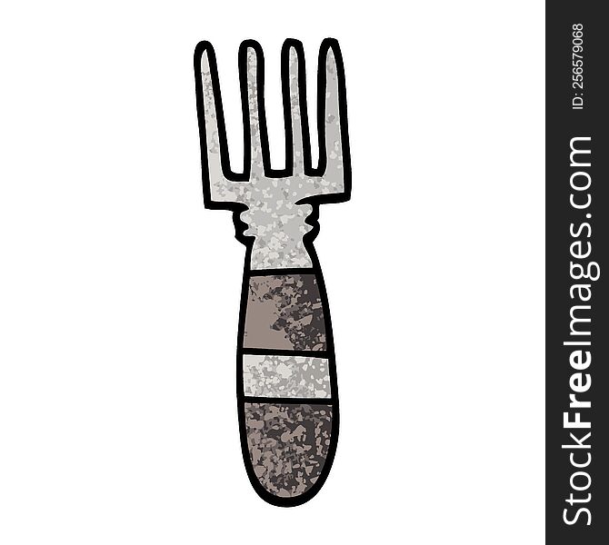 Grunge Textured Illustration Cartoon Fork