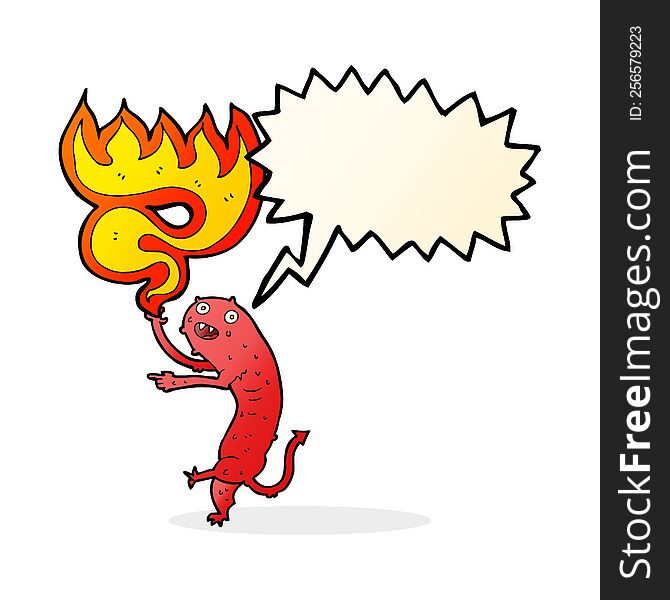 Cartoon Gross Little Monster With Speech Bubble