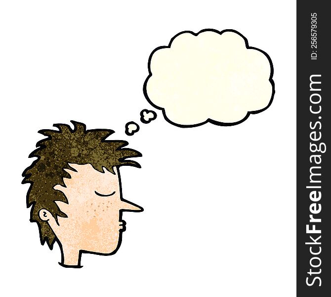 Cartoon Male Face With Thought Bubble