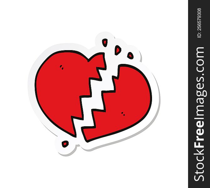 sticker of a cartoon broken heart