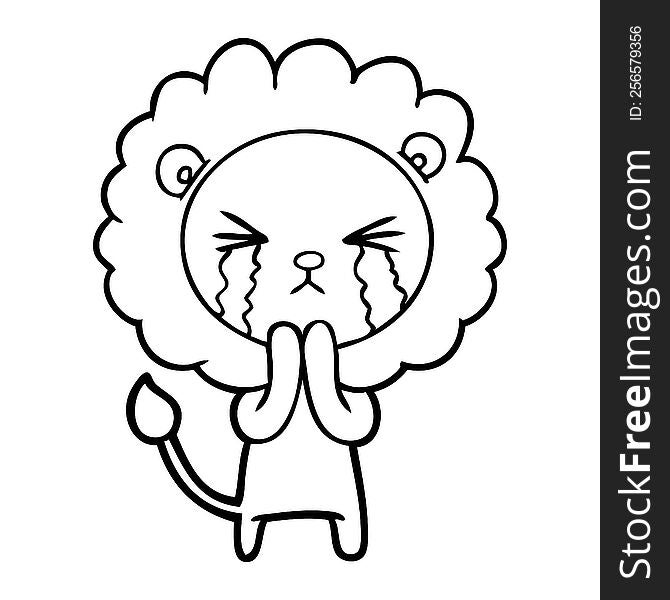 cartoon crying lion praying. cartoon crying lion praying
