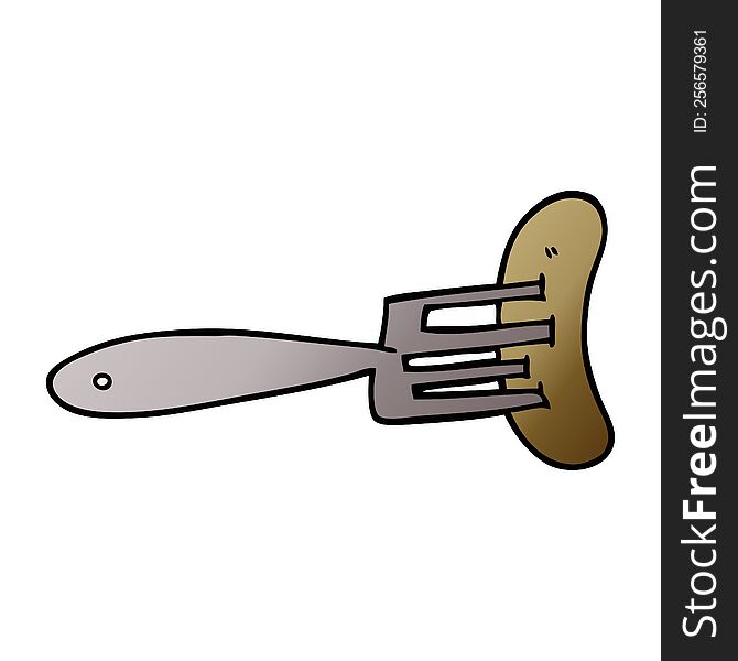 cartoon doodle sausage on fork