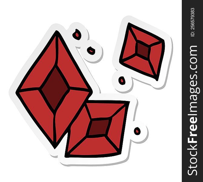 Sticker Cartoon Doodle Of Some Ruby Gems