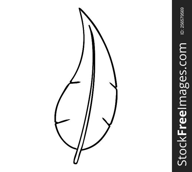 Line Drawing Doodle Of A Green Long Leaf