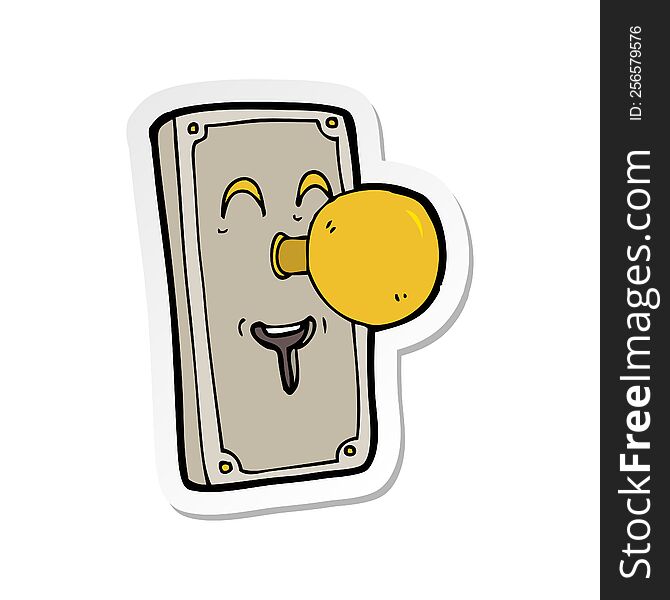 sticker of a cartoon door knob