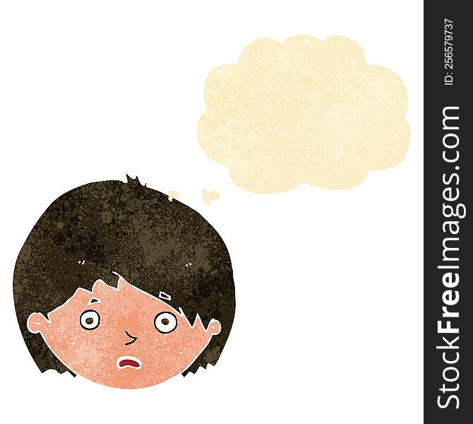 Cartoon Unhappy Boy With Thought Bubble