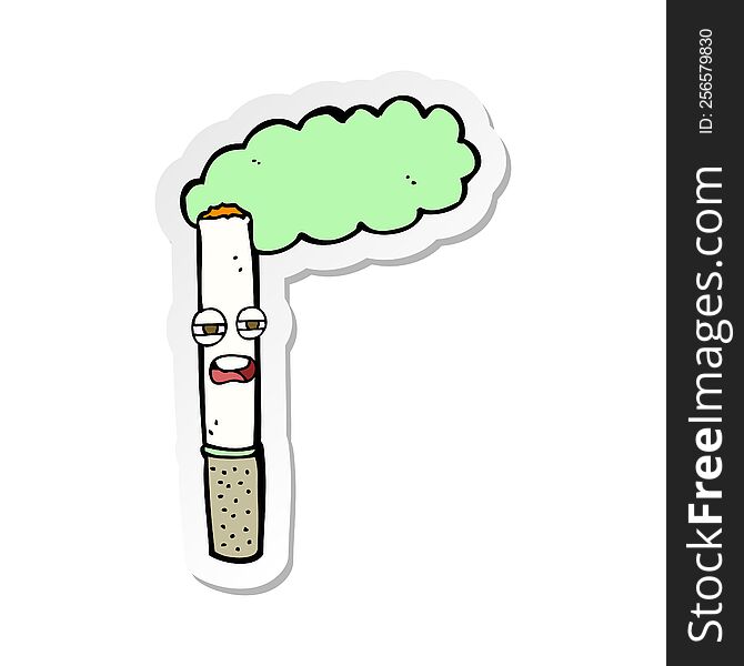 Sticker Of A Cartoon Happy Cigarette