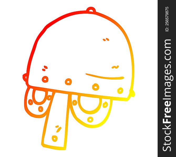 Warm Gradient Line Drawing Cartoon Viking Helmet